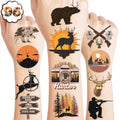 8 Sheets (96PCS) Hunting Tattoos Birthday Party Decorations Supplies Tattoos Stickers Cute Party Favors for Kids Boys Girls Gifts Classroom School Theme Prizes Rewards