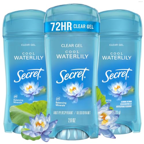 Antiperspirant Deodorant for Women - 72HR Odor Protection, Clear Gel, Cool Waterlily Scent, 2.6 oz (Pack of 3)