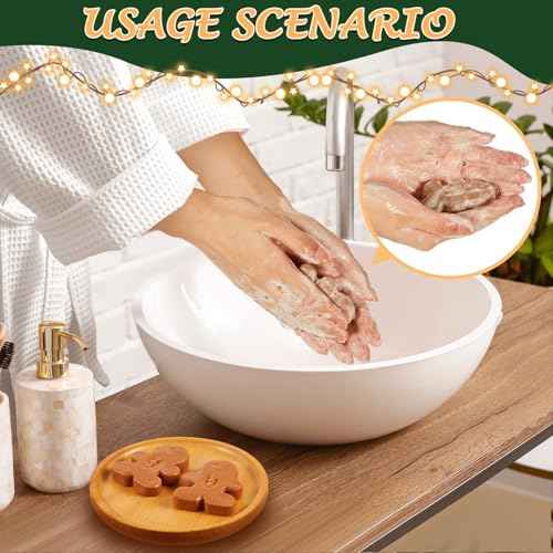 Maxcheck 50 Sets Christmas Bar Soap Gift Set Christmas Handmade Soaps Tree Socks Gingerbread Snowflakes Body Soaps with Exquisite Box Christmas Stocking Stuffers Gifts for Guests (Gingerbread)