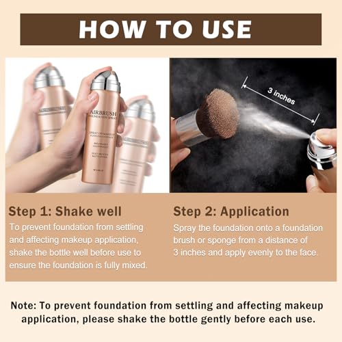 Airbrush Foundation Spray - Full Coverage Mist Makeup #02 Beige