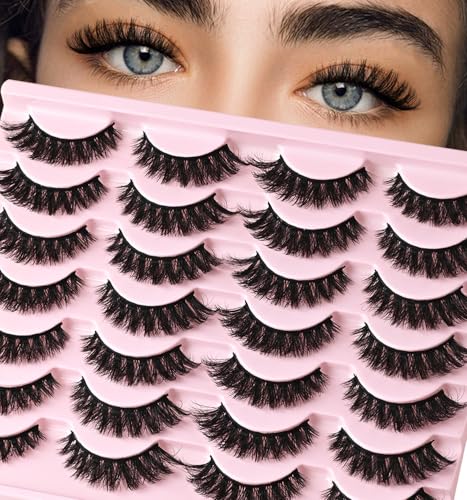 FenixLash Natural Cat Eye False Eyelashes - Wispy Mink Strip Lashes