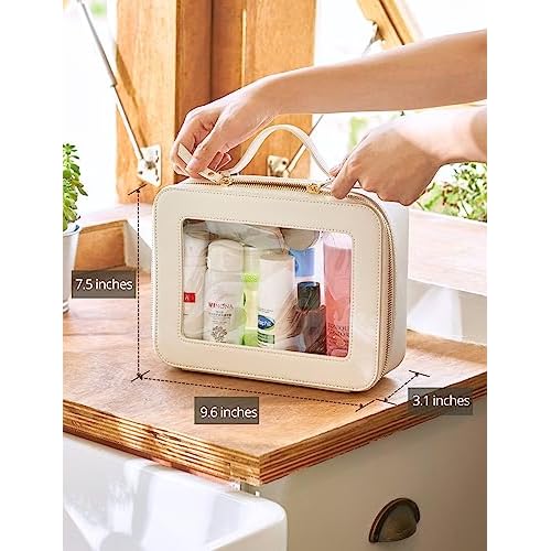 Popvibe Clear Makeup Bag Travel Cosmetic Case Transparent Toiletry Bag with Zipper, Portable Make Up Organizer Traveling Compact Car Bag for Essentials