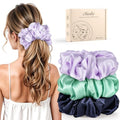 Oversized Satin Scrunchies for Thick Curly Hair - No-Crease Hair Ties (3 Pack)