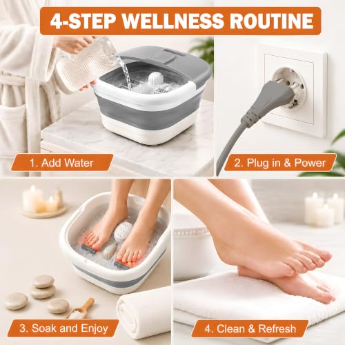 Foldable Electric Foot Spa Massager with Heat & Bubble Jets