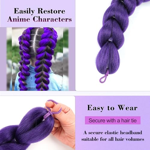 24 Inch Purple Braids Ponytail Hair Extension - Synthetic