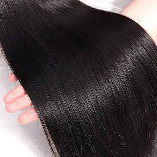 Subella Brazilian Straight Hair 3 Bundles Grade 10A Virgin Unprocessed Brazilian Straight Human Hair Weave Bundles Natural Black Color (14 16 16inch)