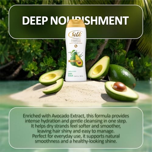 SILK 2-in-1 Shampoo & Conditioner for Dry Hair with Avocado Extract
