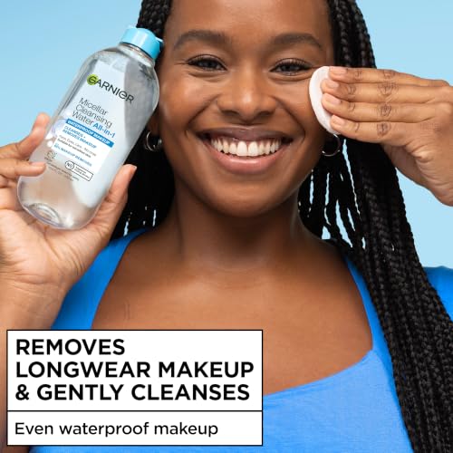Garnier SkinActive Micellar Water for Waterproof Makeup 13.5 Fl Oz - Gentle Facial Cleanser & Makeup Remover - Pack of 1