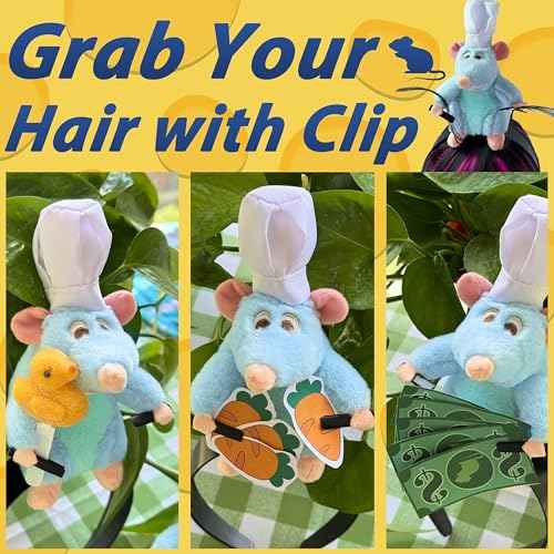 Rat Headband Clip Grabs Hair Rat Plush Mouse Ears Stuffed Animal Costume Props Funny for Adults