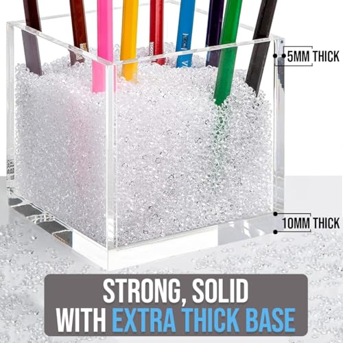 Acrylic Makeup Brush Holder with Beads - includes over 50,000 Beautiful Crystal-Clear Diamonds