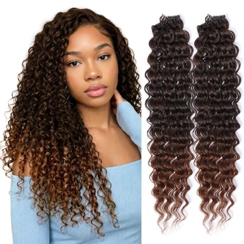 Deep Wave Feather Crochet Hair 18 Inch - Knotless Extensions