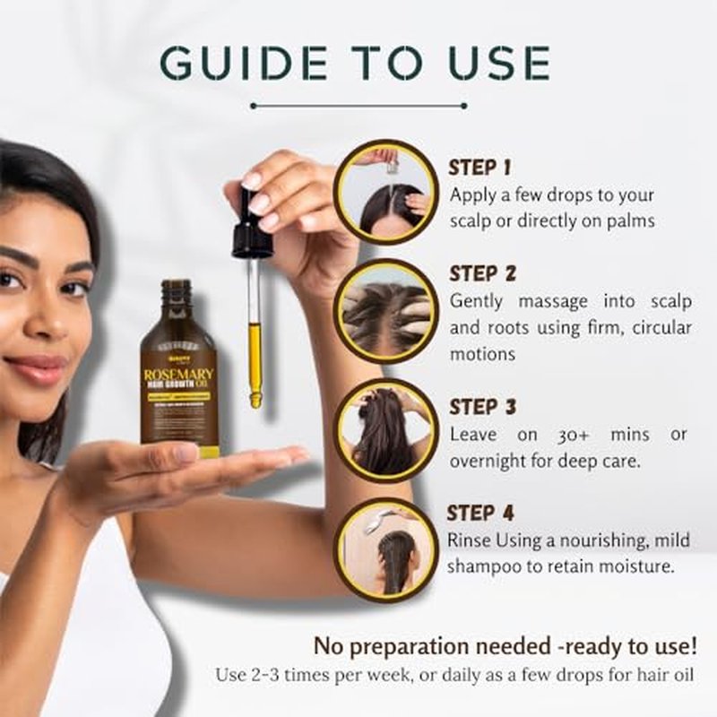 Rosemary Hair Growth Oil with Biotin & Vitamin E - 3.4 Fl Oz