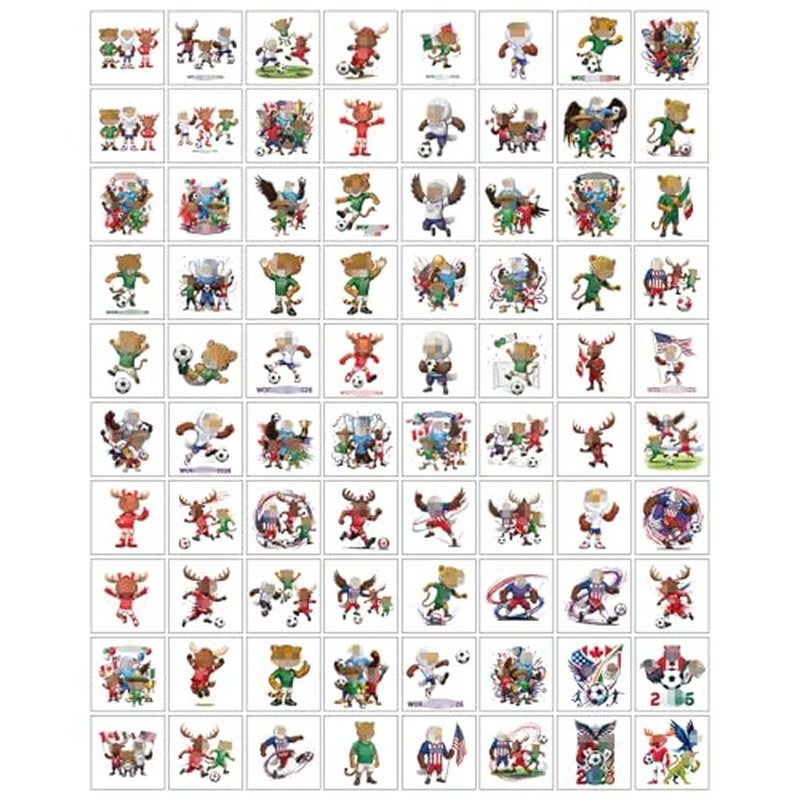 80 Pcs World Cup 2026 Temporary Tattoos - Waterproof Sports Designs