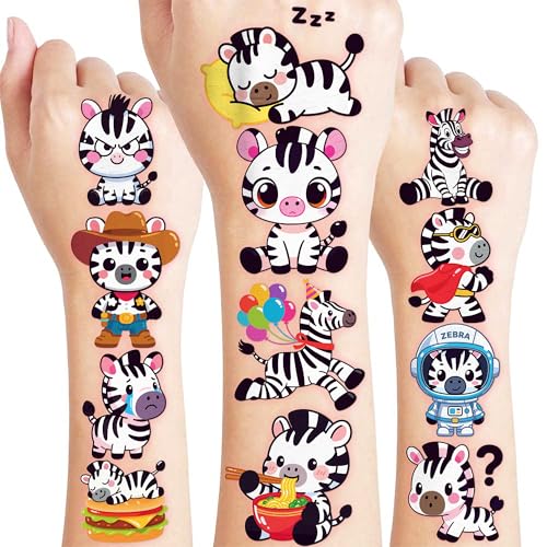96 PCS Zebra Temporary Tattoos for Kids - Party Favors