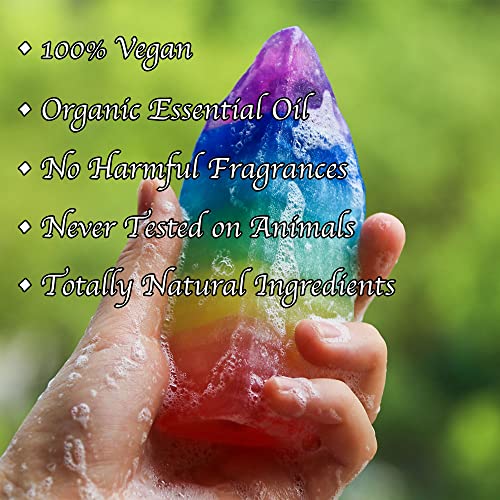 Crystal Chakra Soap Rock - Soap Bar - Jasmine Essential Oil Fragance - Natural Gemstones - Healing Energy - Fancy RockSoap - Moisturizing Skin - Scented Soap Gift for Women and Men