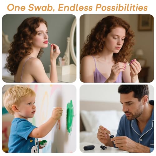 Meanhoo Bamboo Cotton Swabs 1000 Count with 500 Round & 500 Pointed Tips in Storage Box