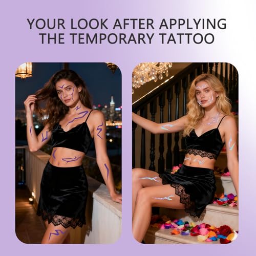 Purple Ombre Temporary Tattoos – 4 Pack Waterproof Body Art