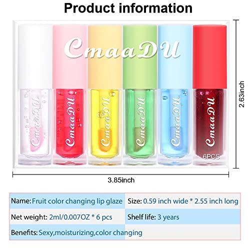 BINGBRUSH Color Changing Lip Gloss Set - 6 Pcs Moisturizing Lip Balm