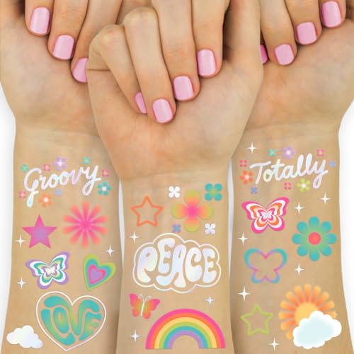 xo, Fetti Groovy Rainbow Temporary Tattoos - 68 Pcs