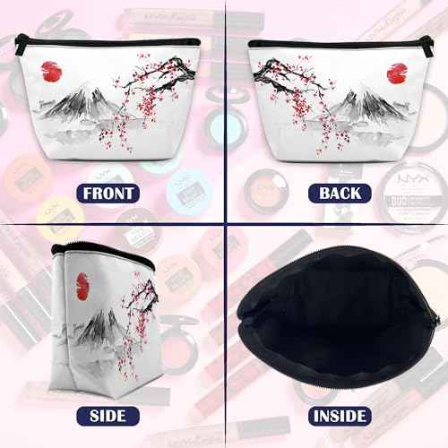 Makeup Bag Japanese Cherry Blossom Cosmetic Bag for Women, Sun Fuji Mount Travel Small Bag for Purse, Pouch for Toiletries Water Resistant Gift 9.5¡¿5.9 Inch