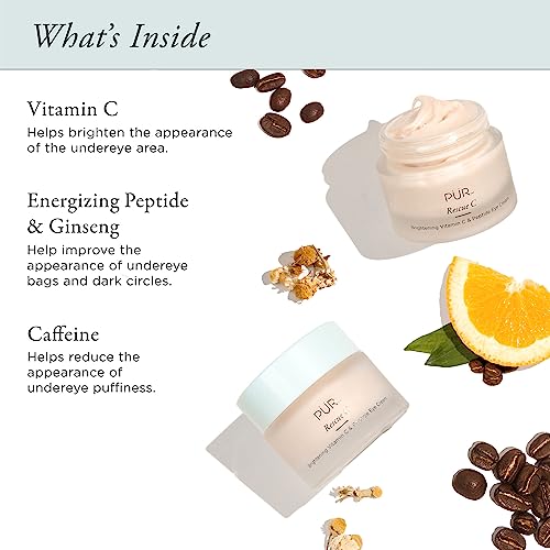 P?R MINERALS Rescue C Brightening Vitamin C & Peptide Eye Cream, Vitamin C, Caffeine, Peptide, 0.5 oz