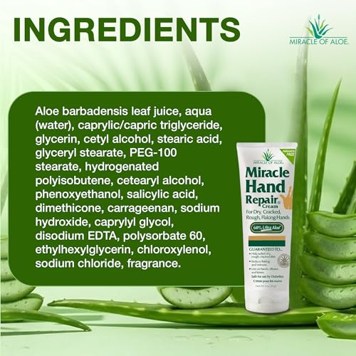 Miracle of Aloe Hand Repair Cream for Dry Cracked Hands - 1 oz, 3-Pack