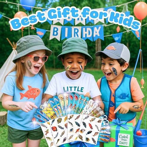 Cherisnowy 72 Pc Fishing Party Favors - Tattoos & Slap Bracelets