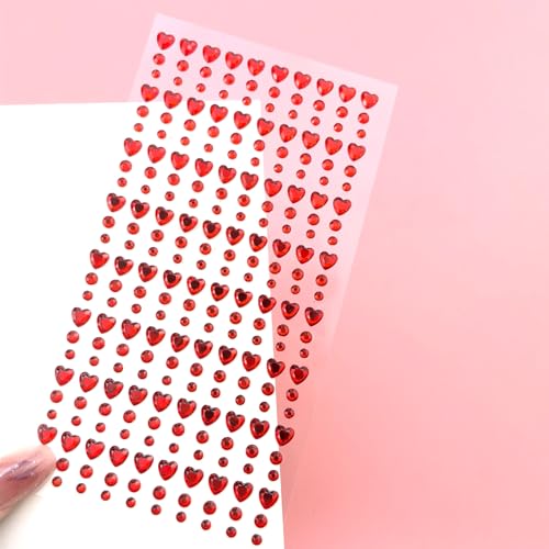 Valentine's Day Face Gems Rhinestone Temporary Tattoo Sticker Set
