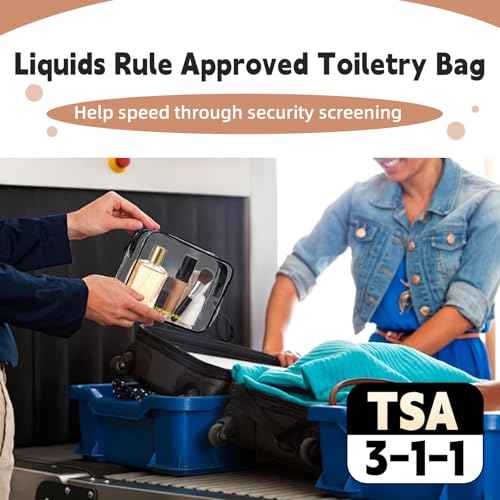 Clear Makeup Bag,2 Pack TSA Approved Toiletry Bag Travel Toiletry Bag Hanging Makeup Cosmetic bag for Women Men (Black).