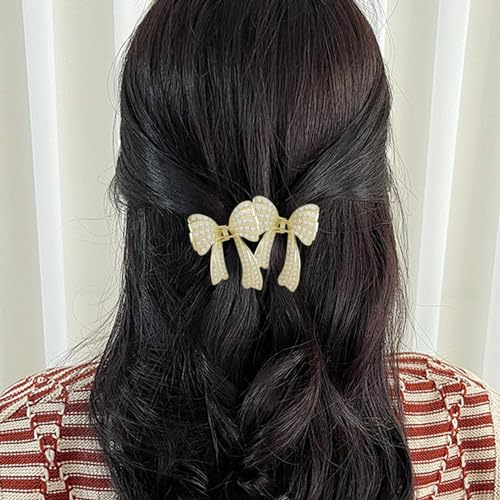 papasgix Pearl and Bow Hair Accessories: Butterfly Clips, Small Gold Metal Claw Hair Clips for Women and Girls (2Pearl, Hair Accessory)