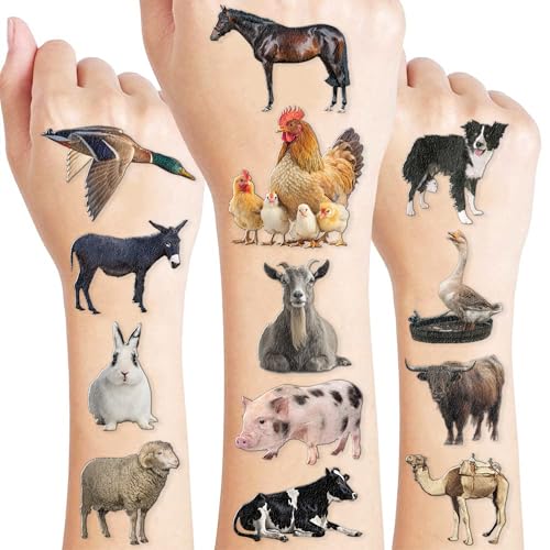103 Pc Farm Animals Temporary Tattoos Party Pack