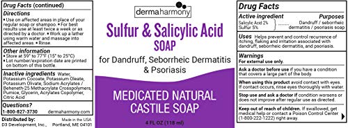 Dermaharmony 5% Sulfur and 2% Salicylic Acid Liquid Castile Soap (4 Fl Oz Bottle)