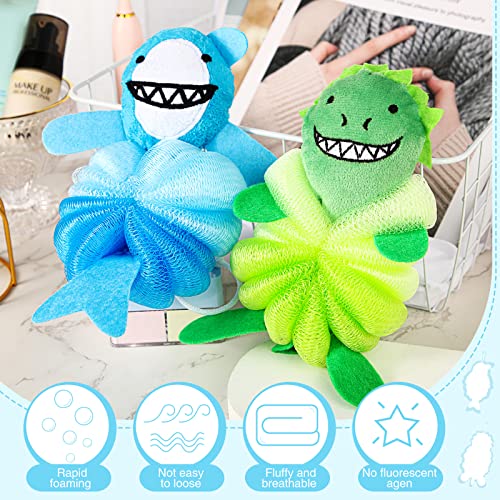 Kids Bath Loofahs 2-Pack - Cute Animal Sponges for Children