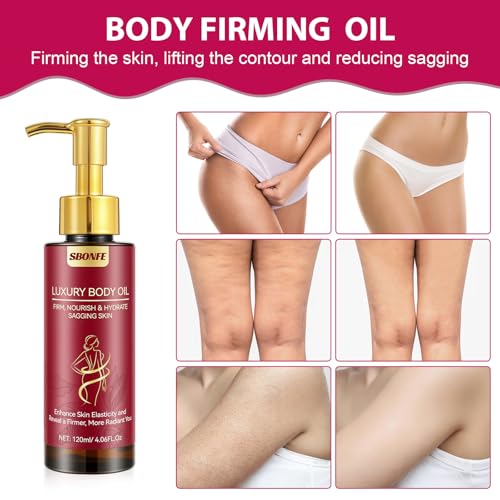Body Firming Oil for Crepe Skin - After Shower Oil for Women, Tightening & Hydrating Treatment for Arms, Legs, Stomach & Body, Natural Formula for Dry Skin, Lightweight & Non-Greasy, 4.06 FL OZ
