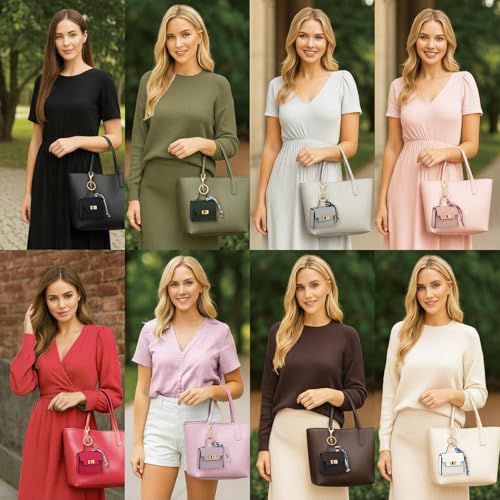 8 Pcs Mini Purses Keychains Backpack Coin Purse for Women Cute PU Leather Makeup Bag with Keychain, Multi Pocket Card Holder Cable Organizer Giftable Zipper Pouch(Classics)