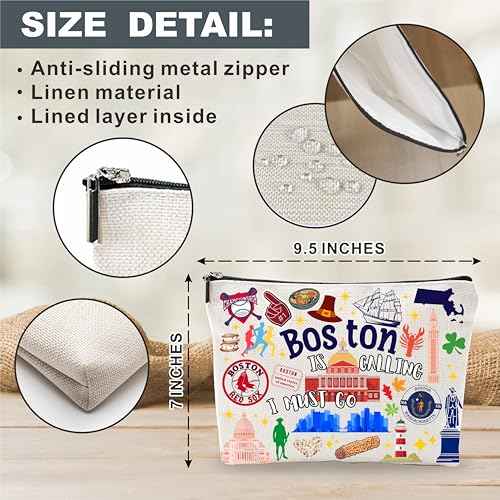 Boston Souvenirs Cosmetic Bags For Women£¬Boston Is Calling I Must Go, Makeup Organizer Bag, Toiletry Pouch, Small Travel Storage Bag, Boston Themed Gifts, Women Essentials - D08