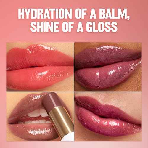 REVLON Super Lustrous Glass Shine Balm, Hydrating Tinted Lip Balm with Hyaluronic Acid, Aloe & Rose Quartz, Light Brown Lipstick, 011 Sparkling Honey, 0.11 oz