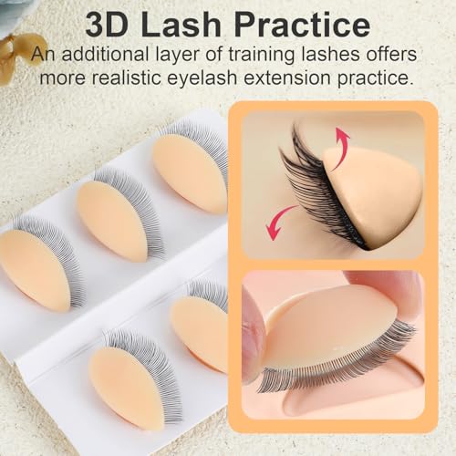 12Pcs Replacement Eyelids for Mannequin Head Silicone Rubber Removable Realistic Eyelash Extension Eyelids for Eyelashes Training Practice Makeup Eyelash Extensions