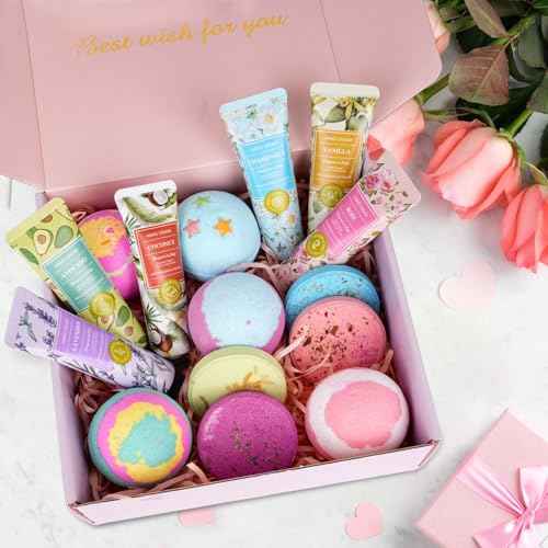 Bath Bombs for Women, Mothers Gifts Day for Mom, Relaxing Spa Baskets Gift Set, Self Care Gifts for Women, Birthday Bombs Gifts for Mom, Coworker, Teacher, Nurse