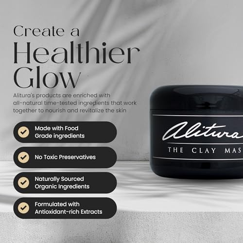 Alitura Clay Face Mask ? Exfoliating, Hydrating & Anti-Aging Facial Mask with Vitamin C & Pearl Powder ? Pore Cleansing Face Mask for Acne, Blackheads & Glowing Skin ? 7.1 oz