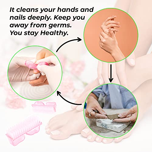 Plastic Nail Brush 4 Pcs Set - Ergonomic Fingernail & Pedicure Cleaning Brushes for Men Women - Variation of THIS listing