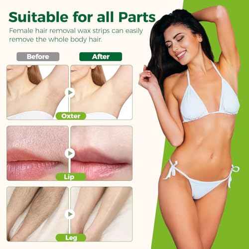 Hair Removal Wax Strips: 60 Wax Strips & 5 Oil Wipes for Hair Removal ? Face, Legs, Bikini, Lip, Chin & Eyebrows ? Gentle & Fast for Women & Men at Home or Travel