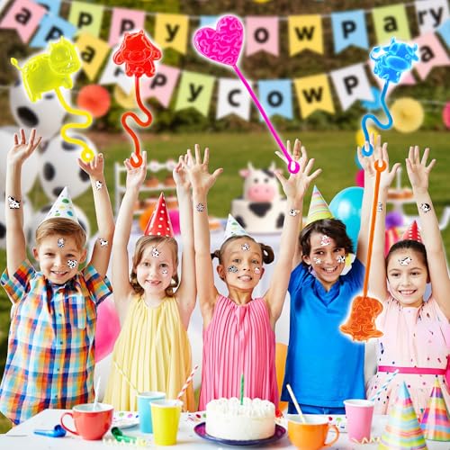48 Pc Cow Party Favors - Stick Hands & Temporary Tattoos