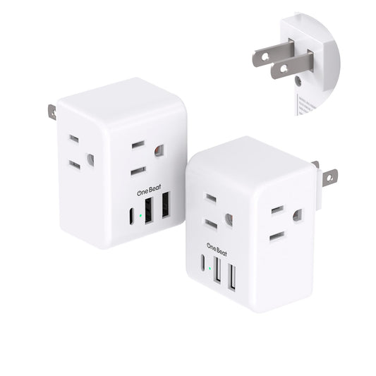 2 Pack US to Japan Plug Adapter, 2 Prong to 3 Prong Outlet Adapter with 3 AC Outlets 3 USB Ports(1 USB C), Type A Travel Power Converter Plug Adaptor for USA to Japanese Canada Mexico Philippines Peru