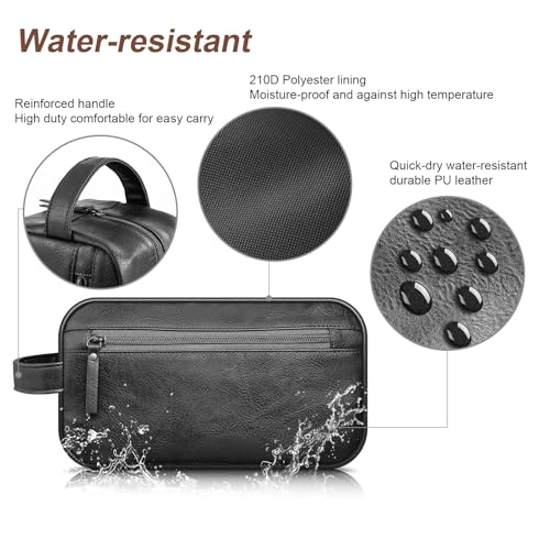 Travel Toiletry Bag for Men & Women - Water-Resistant PU Leather
