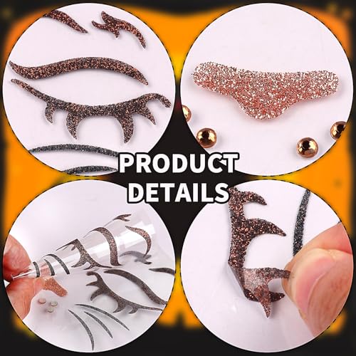 QDTK Lion Face Stickers Glitter Lion Face Gems Face Jewels Self-Adhesive Animals Temporary Tattoos Stickers for Face Eyes Halloween Cosplay Party Makeup Supplies 2Pcs
