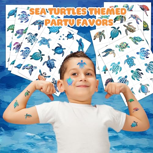 Ocean Turtle Temporary Tattoos 96PCS - 8 Sheets Party Favors