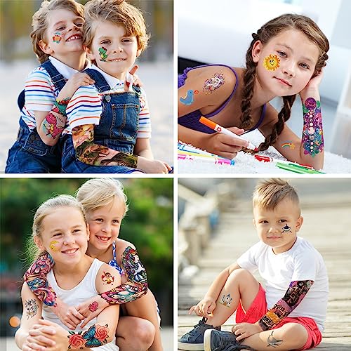 52 Piece Temporary Tattoos for Kids – Full & Half Arm Sleeves