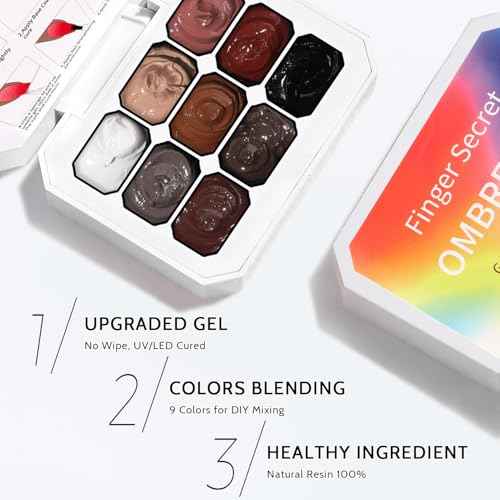 Sponge Pat Paint Nail Gel, 9 Colors Ombre Nails Gradient Gel Blush Blooming Aura Nails Drawing Stripper Floral Painting Nail Art, No Wipe, UV/LED Curing (9 Colors F)