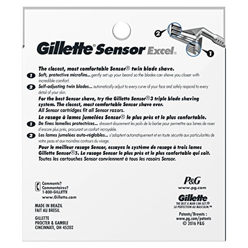Gillette Sensor Excel Men's Razor Blade Refills, 10 Count (Pack of 2)